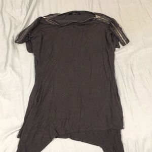 Gray Zipper Tee